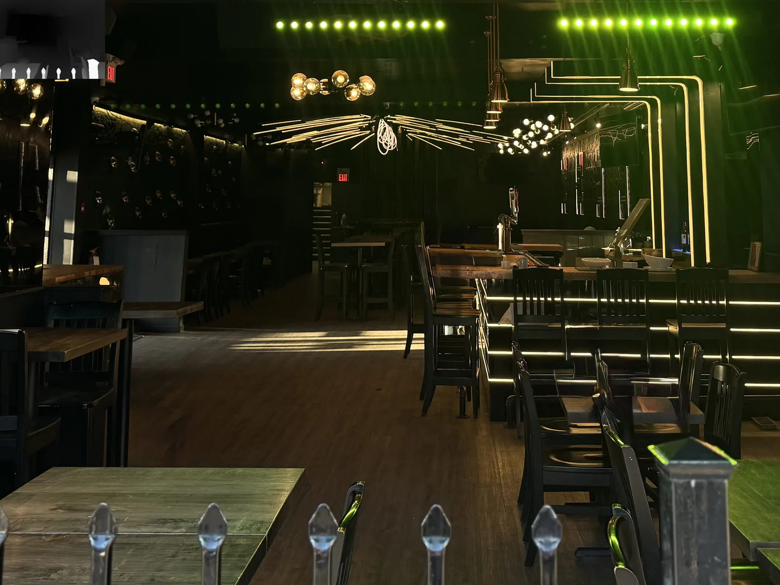 The Début bar lit for the evening